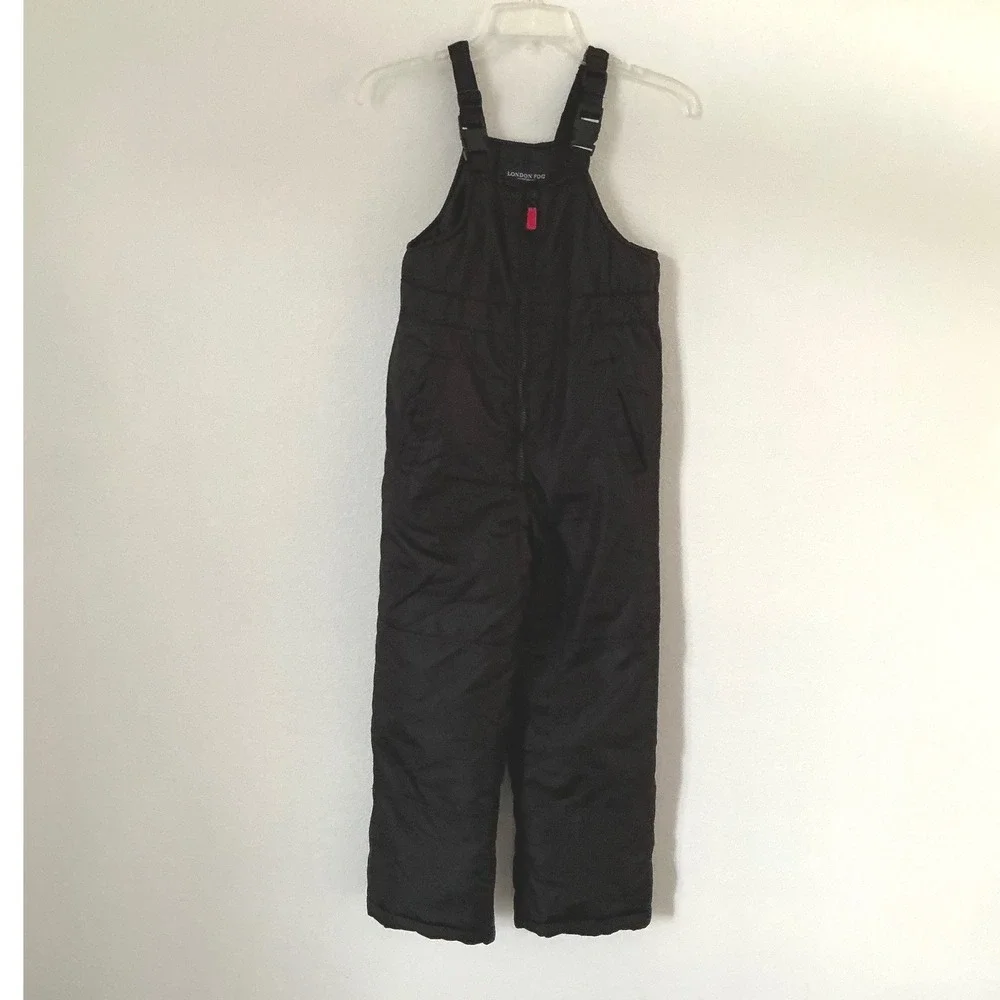 London Fog Kids Black Insulated Snow Bib Pants Size S/8 Ski Snowboard L220DS40